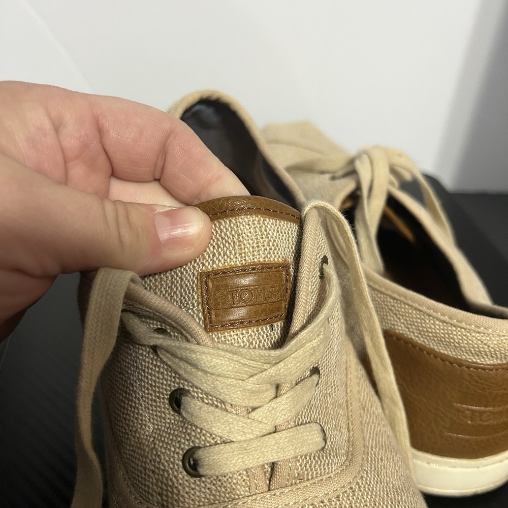 Toms Men's Natural Canvas Shoes Size 9.5 Lace Up Casual - Picture 5 of 8